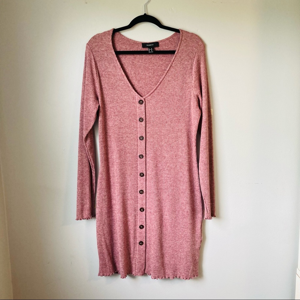 Forever 21 Plus Size Button-Down Dress, Burgundy - Picture 3 of 4